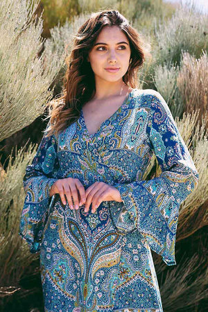 Desert Spell Bohemian Print Ruffle Maxi Dress