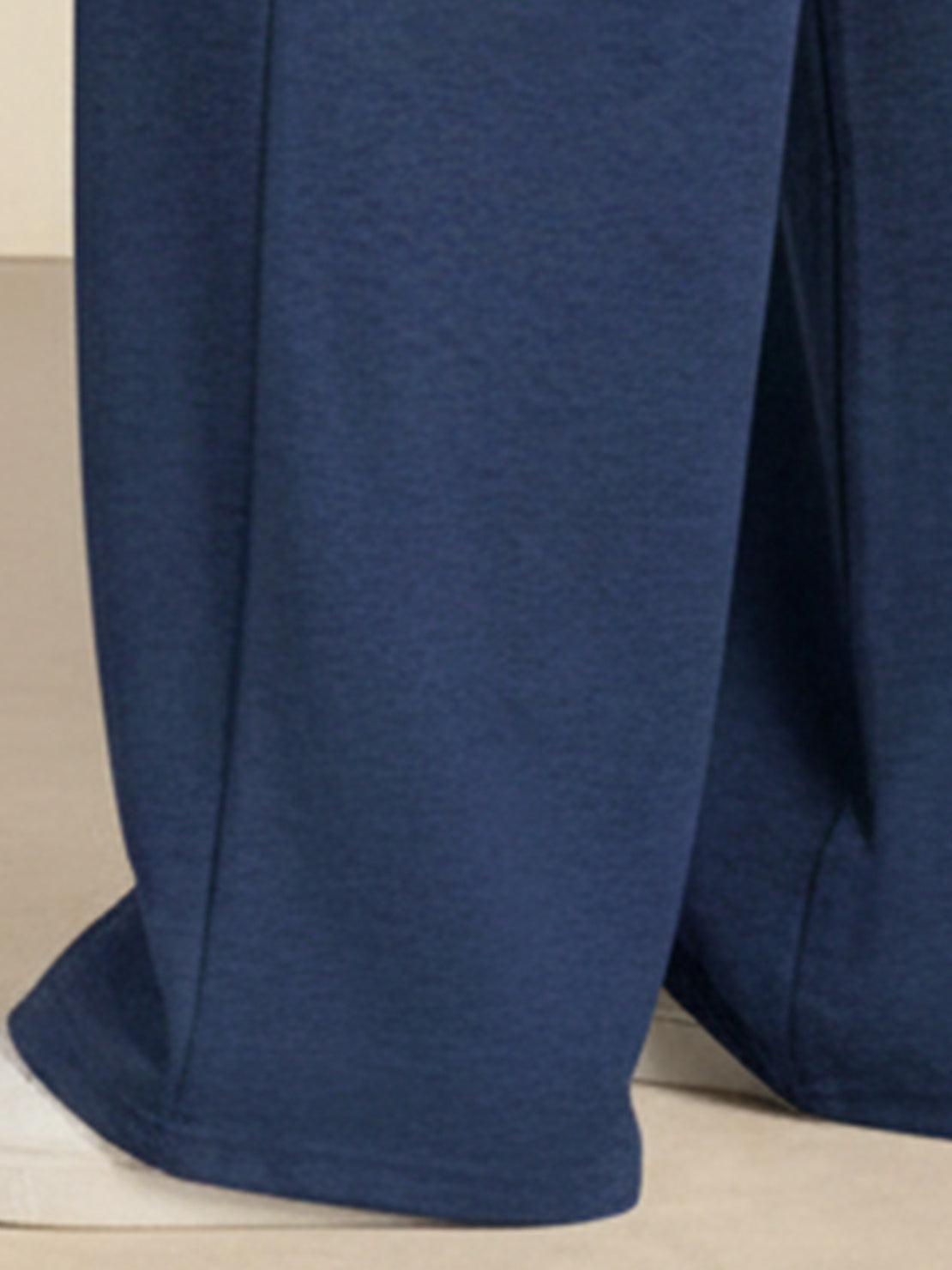 Soft knit wide-leg pants with elastic drawstring waist and breathable fabric