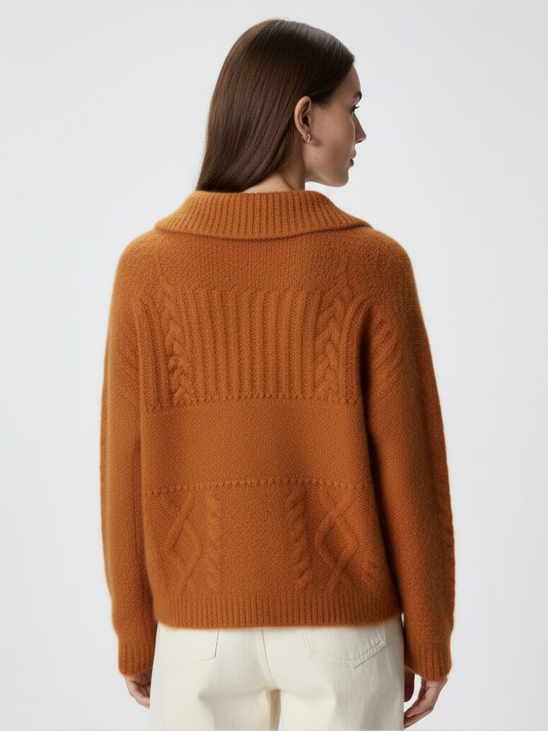 Wool-blend button-front cardigan with wide collar and five buttons for layering and lightweight warmth