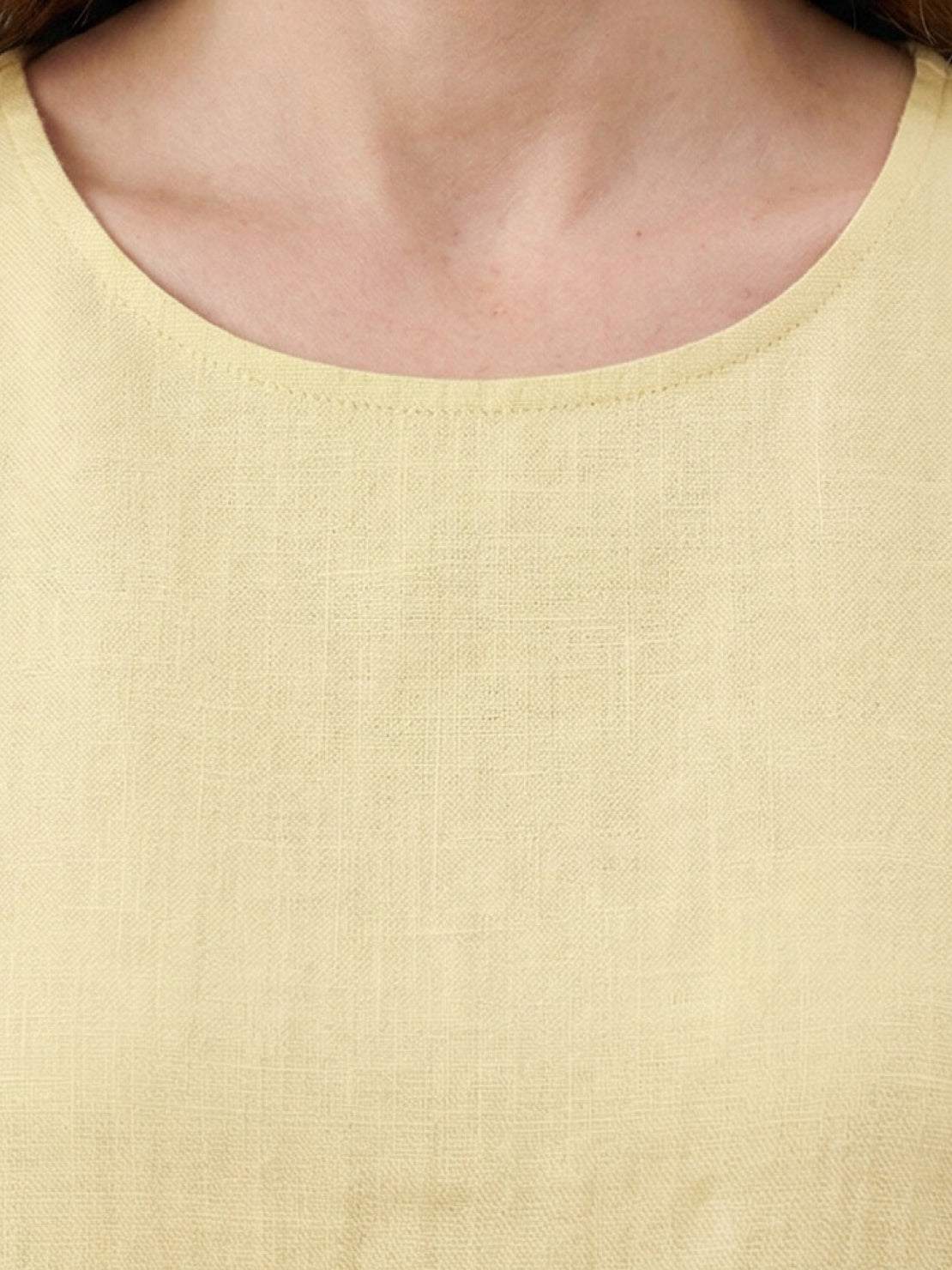 Lightweight cotton linen sleeveless maxi dress with round neckline and relaxed ankle-length fit