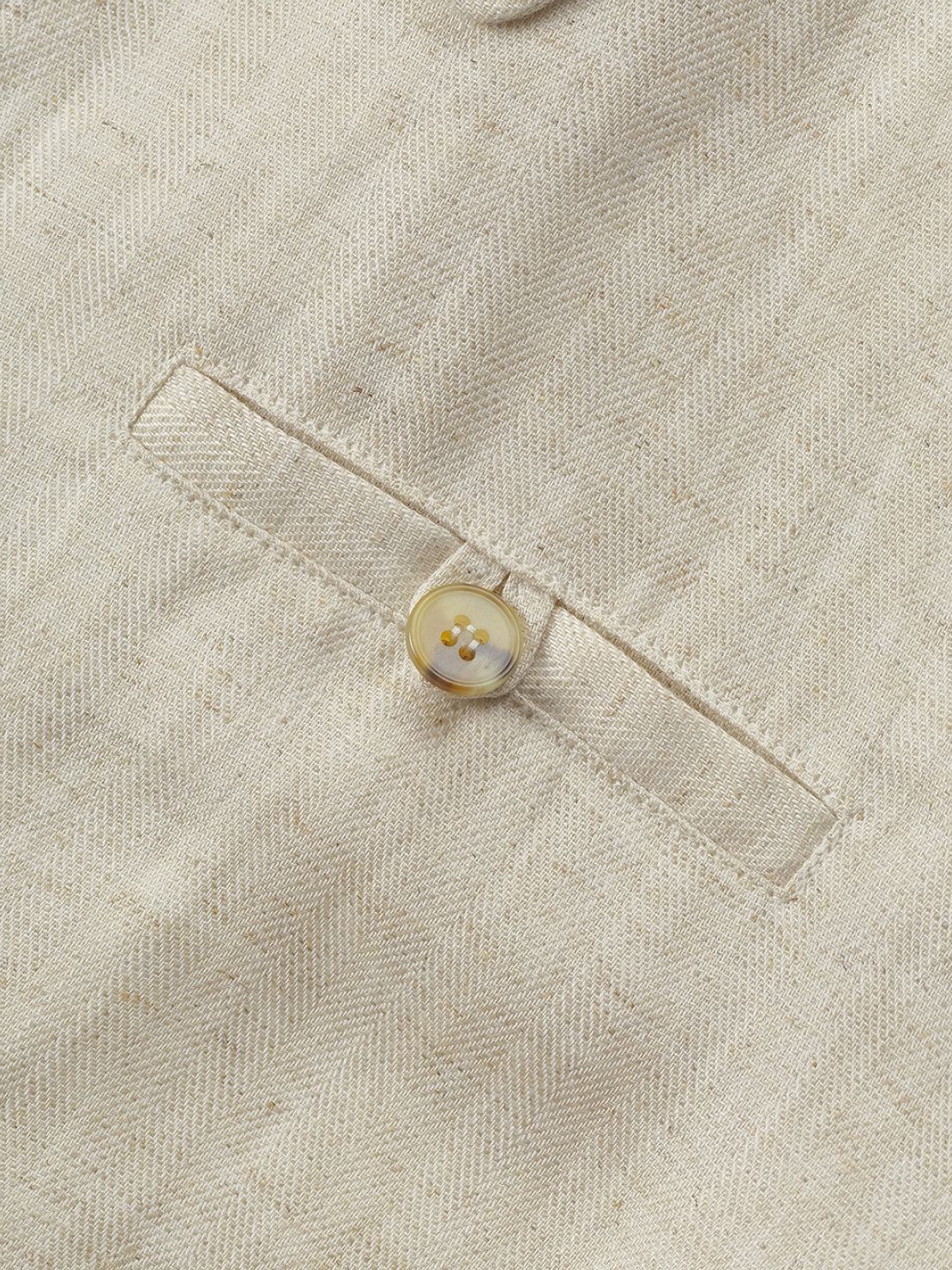 Linen-Lyocell zip bomber jacket with cropped boxy fit, ribbed waistband, and herringbone weave fabric