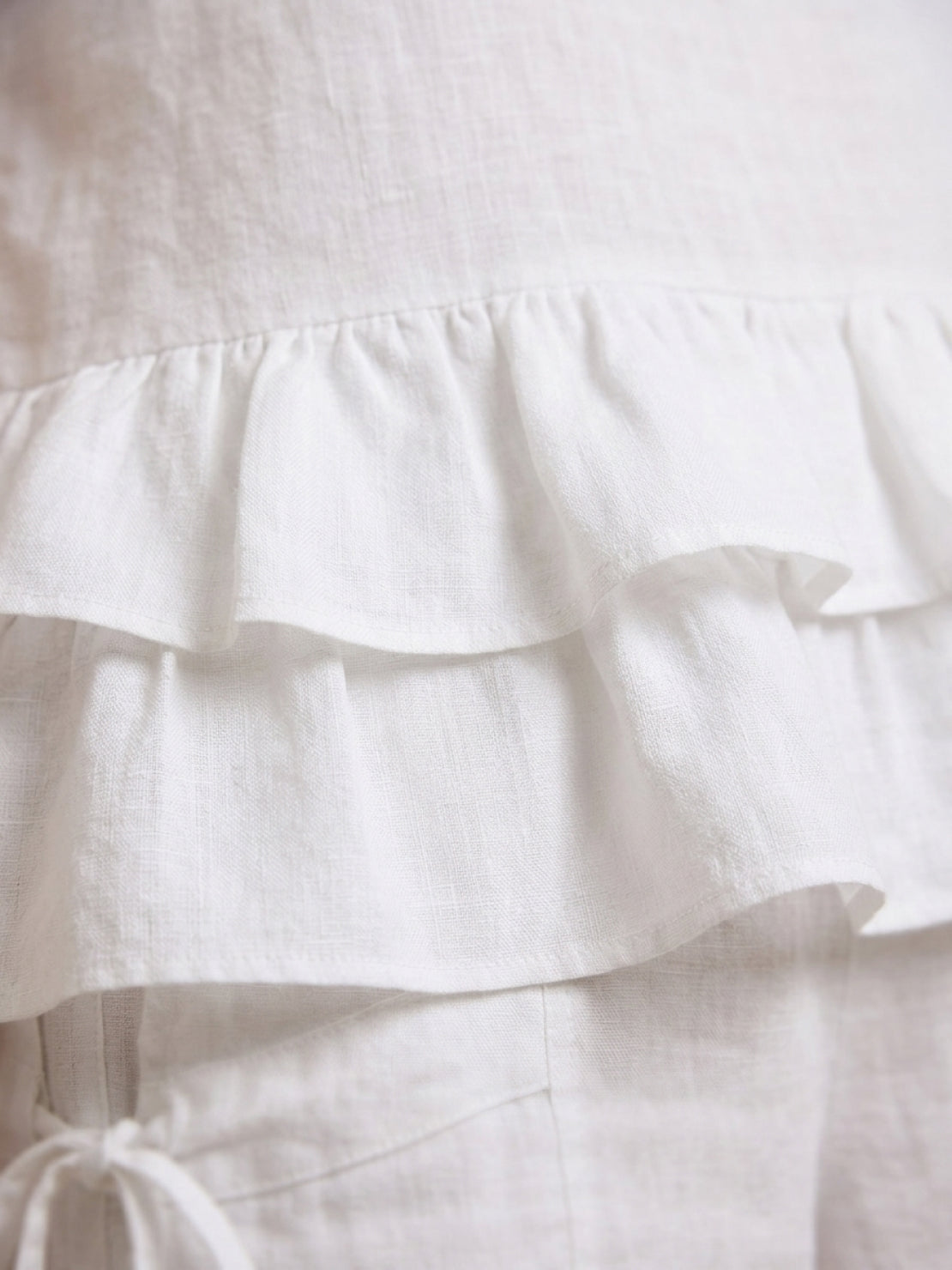Cotton relaxed shorts and matching ruffle detail top two-piece summer co-ord set with side pockets