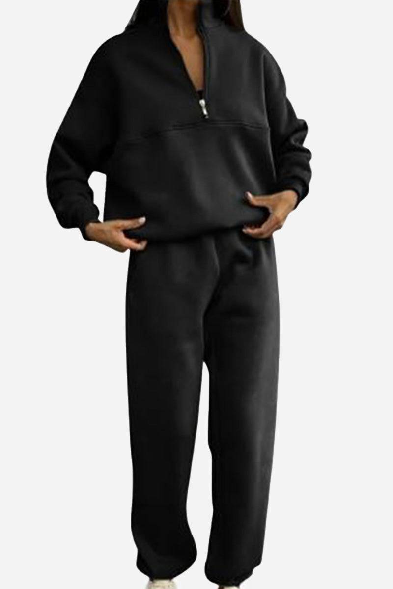 Black Classic Airplane Set two-piece tracksuit with pullover and joggers on model
