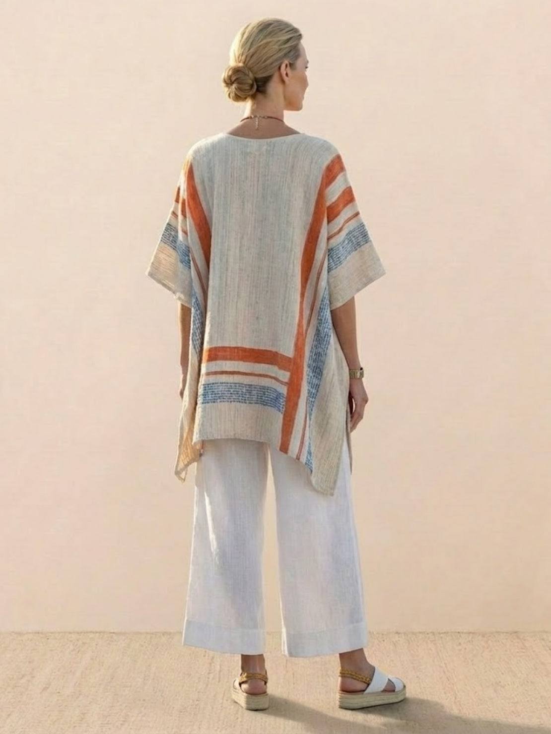 Coastal Comfort Linen two-piece set with artisan crochet and soft breathable fabric