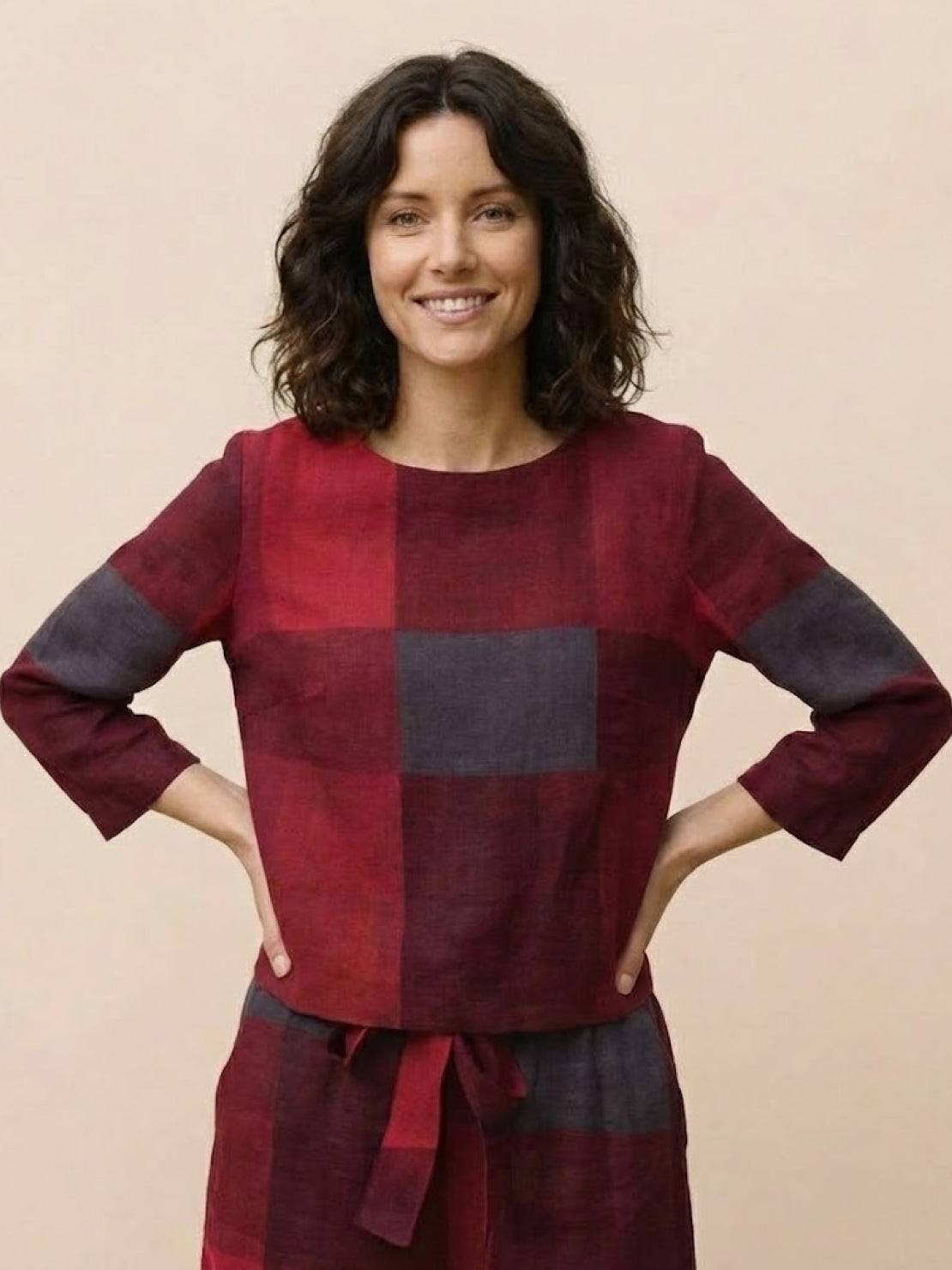 cotton-linen monochrome relaxed longline top and wide-leg pants set for versatile, minimalist style