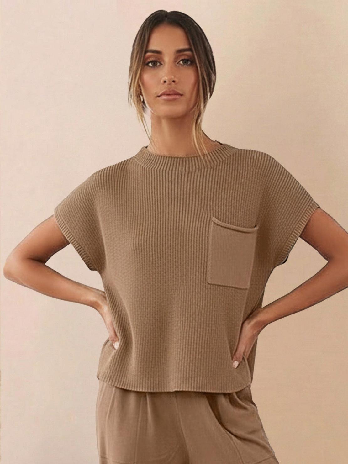 Comfy Couture knit sweater two-piece set with relaxed fit and soft fabric