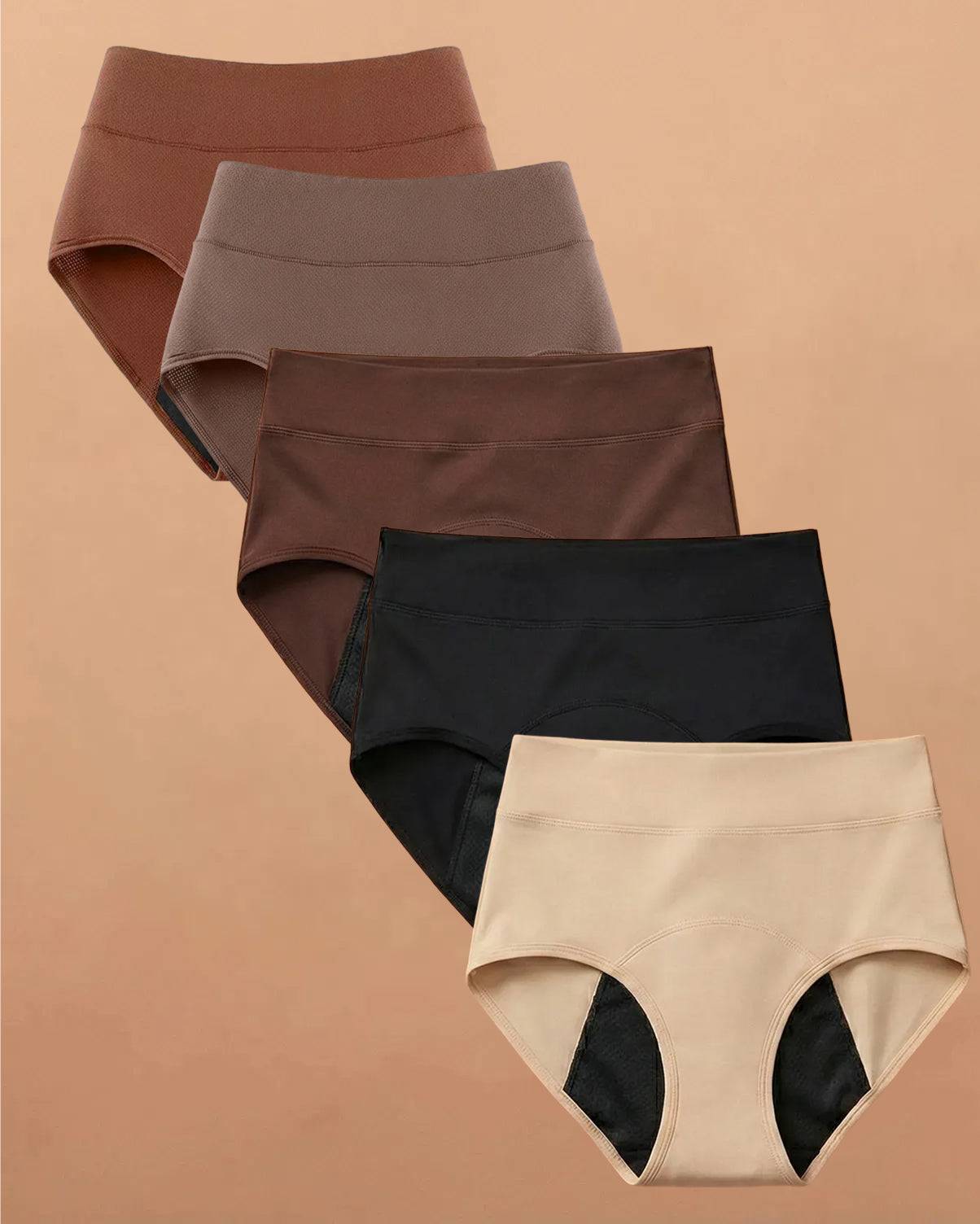 Still Her Motion™ ActiveFlex leakproof underwear 5-pack with nylon-spandex stretch and cotton-lined crotch