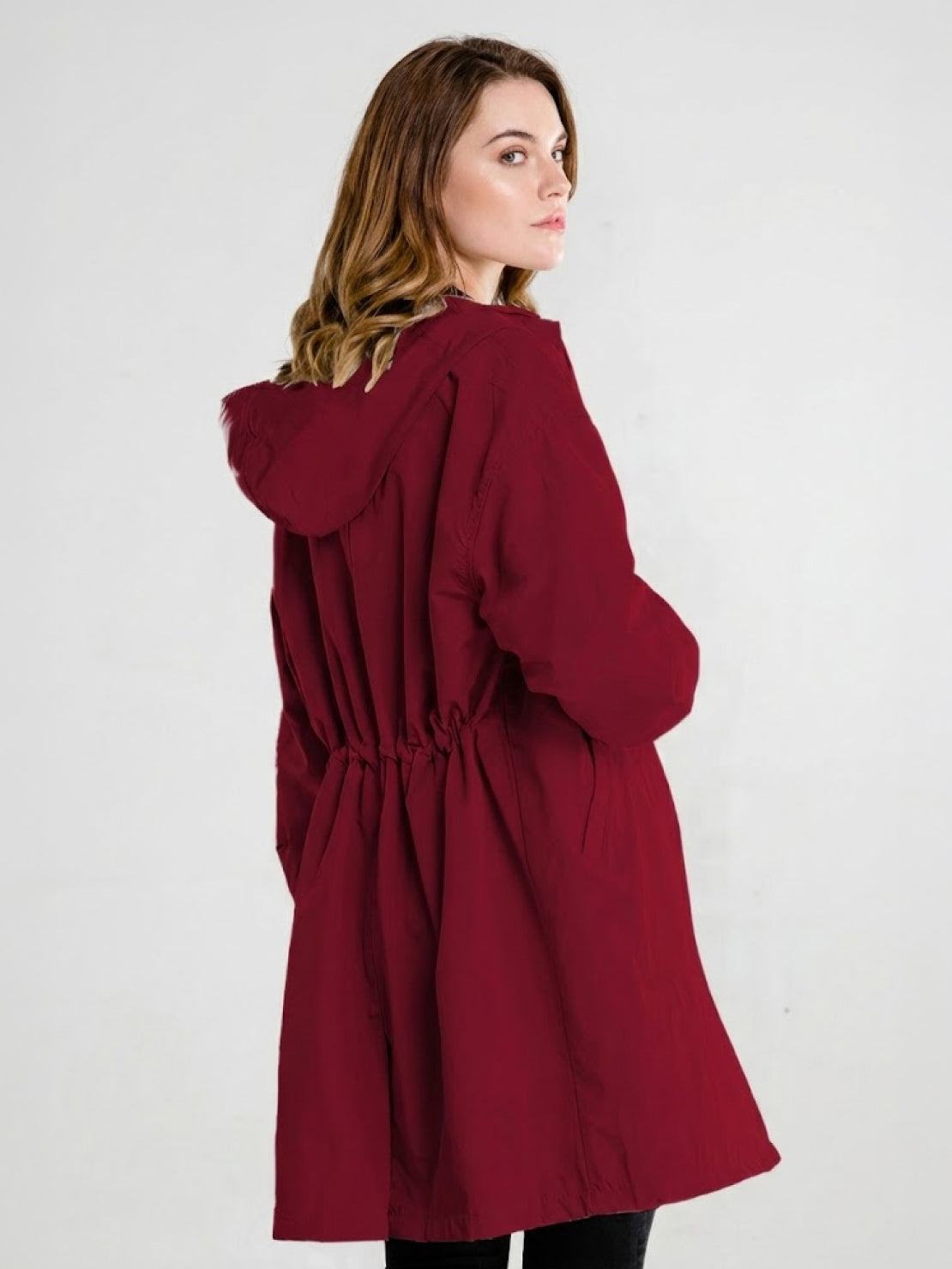 Water-resistant oversized hooded windbreaker rain jacket for outdoor activities