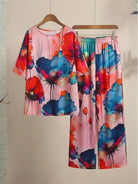 Plus size vibrant floral matching set with premium fabric and flowy silhouette