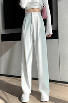 White casual loose wide-leg high-waisted straight pants with a stylish fit and soft, breathable fabric