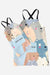 Mommy & Me Apron Set with cartoon bear pattern, oil-proof cotton linen aprons with pockets for parent and child cooking together