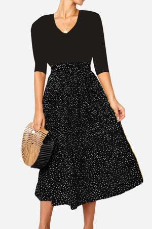 Effortlessly Chic Polka Dot Pleated Skirt Set