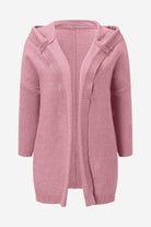 Pink warm oversized hooded cardigan with soft fabric and relaxed fit for layering and comfort