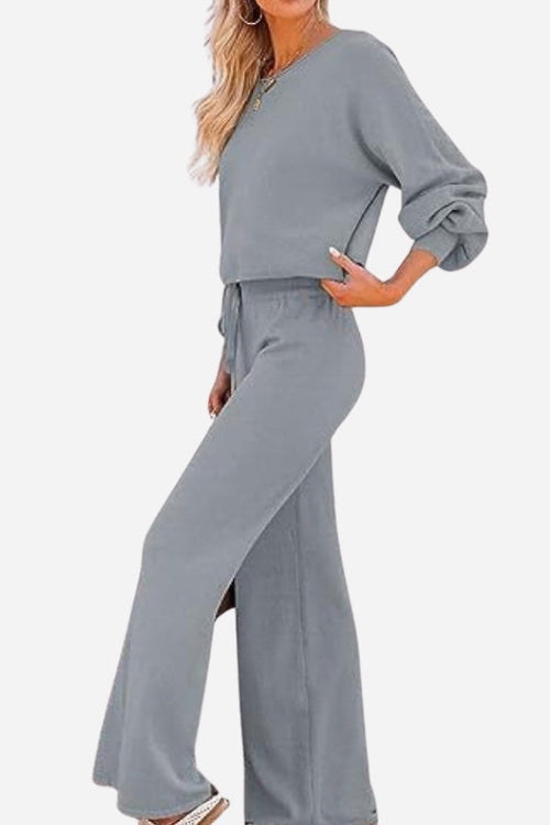 Round Neck Loose Fit Cozy Two-Piece Set