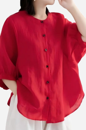 Relaxed Loose Breathable Linen Blouse