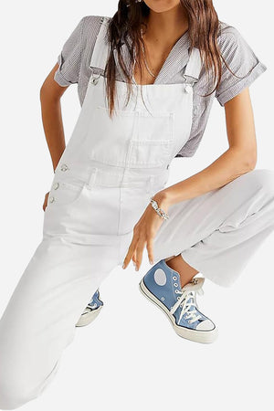 Denim-look, Tapered-leg Adjustable Bib Overalls