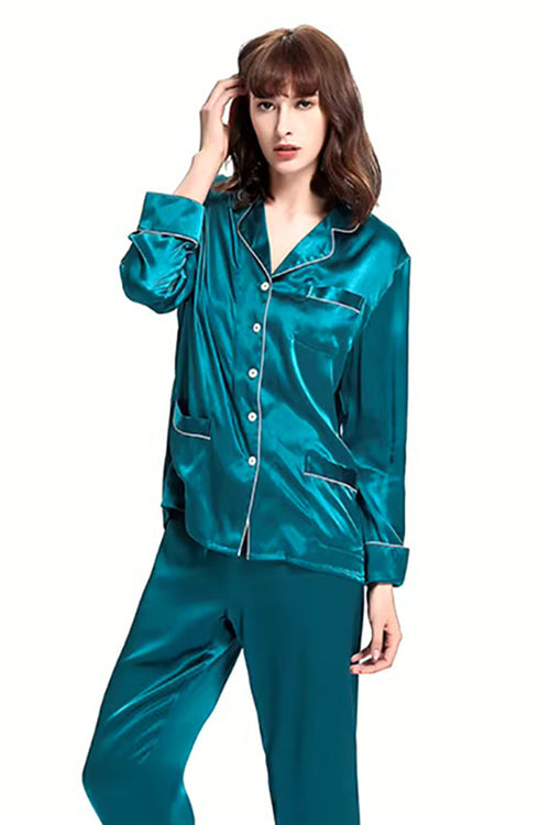 Long Sleeve Button-Up Mulberry Silk Pajamas