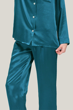 Classic Mulberry Silk Pajama Set with Sleep Cap