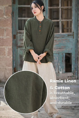 One Size Fits All Ramie Linen & Cotton Blouse