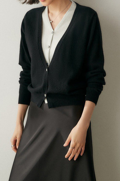 Single-Breasted Cashmere Wool Cardigan