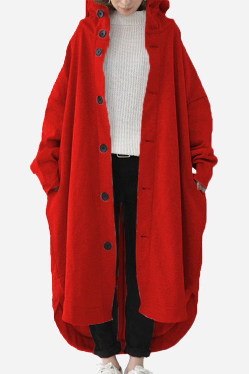 Oversized Everyday Buttoned Hooded Coat