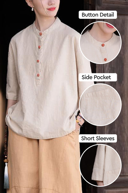 One Size Fits All Ramie Linen and Cotton Shirt