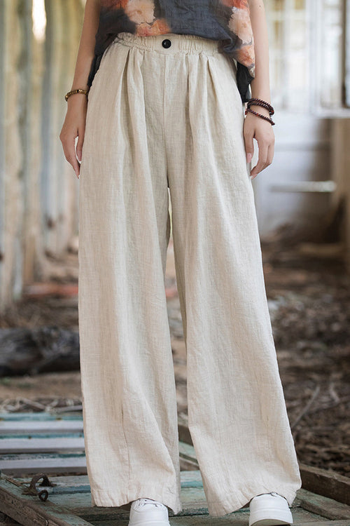 Sandwashed Ramie Linen Pants with Plush Lining