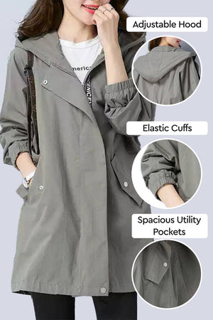 Travel Fashion Hooded Trench Coat