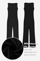 Sleek silhouette black sleeveless coordinated set with stretch polyester spandex fabric