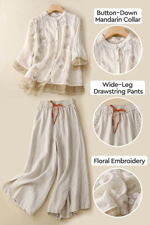 100% Cotton Linen Natural & Breezy 2 Piece Set