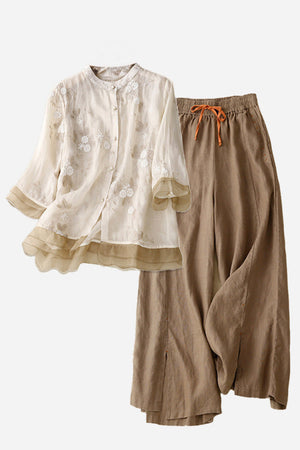 100% Cotton Linen Natural & Breezy 2 Piece Set