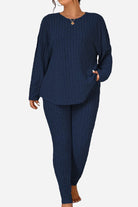 Body Confident Oversized Knit two-piece navy blue cozy set for relaxed fit and comfort