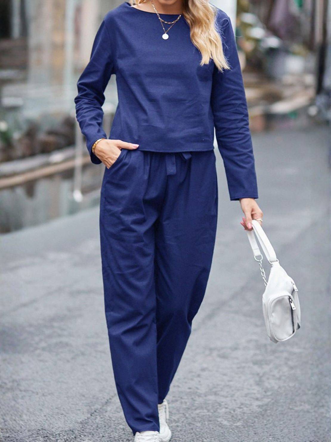 Two women modeling Casual Chic Duo breathable cotton and linen mix-and-match two-piece sets