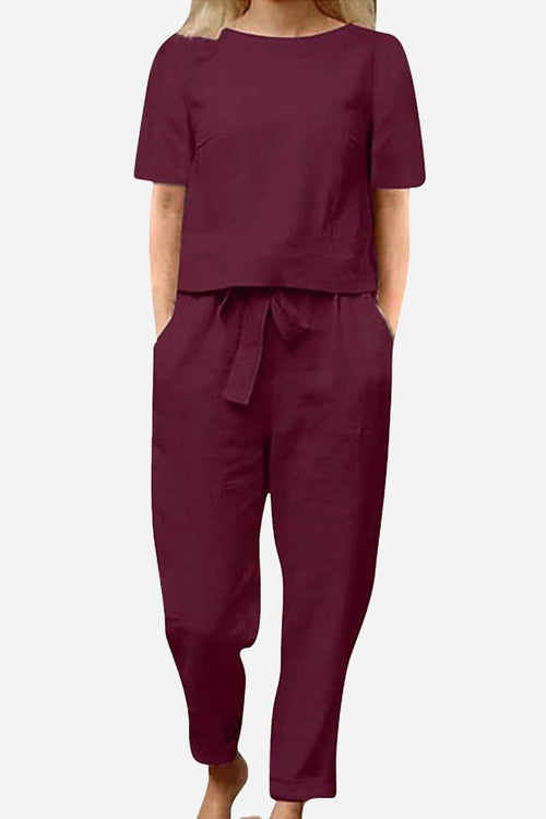 Cotton-Linen Blend Monochrome Two-Piece Set - Halloween Collection