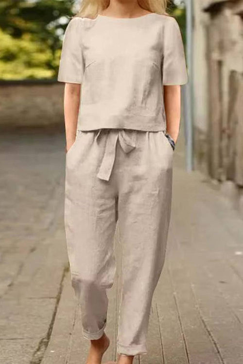 Cotton-Linen Blend Monochrome Two-Piece Set - Halloween Collection