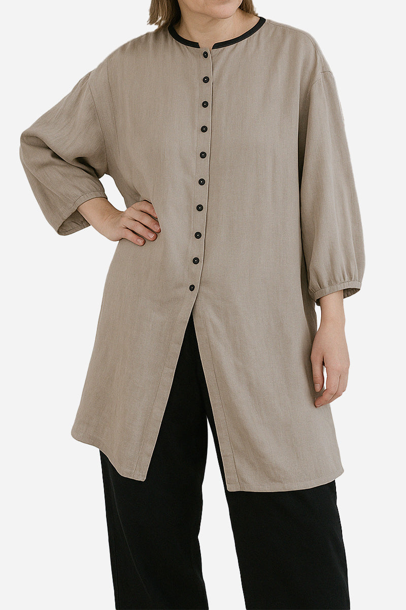 100% Linen Oversized Button-Down Tunic