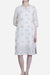 100% Linen Embroidered Notch-Neck Midi Dress