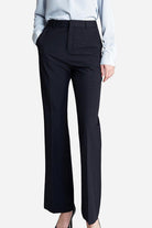 Black professional retro stretch trousers with high-waisted fit and straight-leg cut for work and weekend wear
