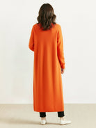 100% Australian Merino Wool longline cardigan with open front and ribbed cuffs