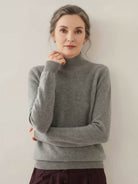 Lightweight 100% Italian cashmere sweater with mock neck and regular fit for elegant, breathable warmth