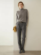 Lightweight 100% Italian cashmere sweater with mock-neck and regular fit for elegant comfort