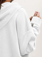 CloudKnit Oversized Hooded Shacket with waffle knit texture and button-front closure