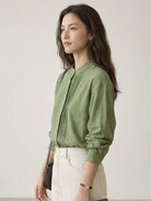 100% linen oversized jacquard shirt with tonal leaf pattern and relaxed fit