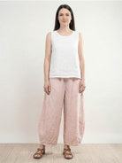 Lightweight 100% linen harem balloon pants with elastic drawstring waistband and side pockets