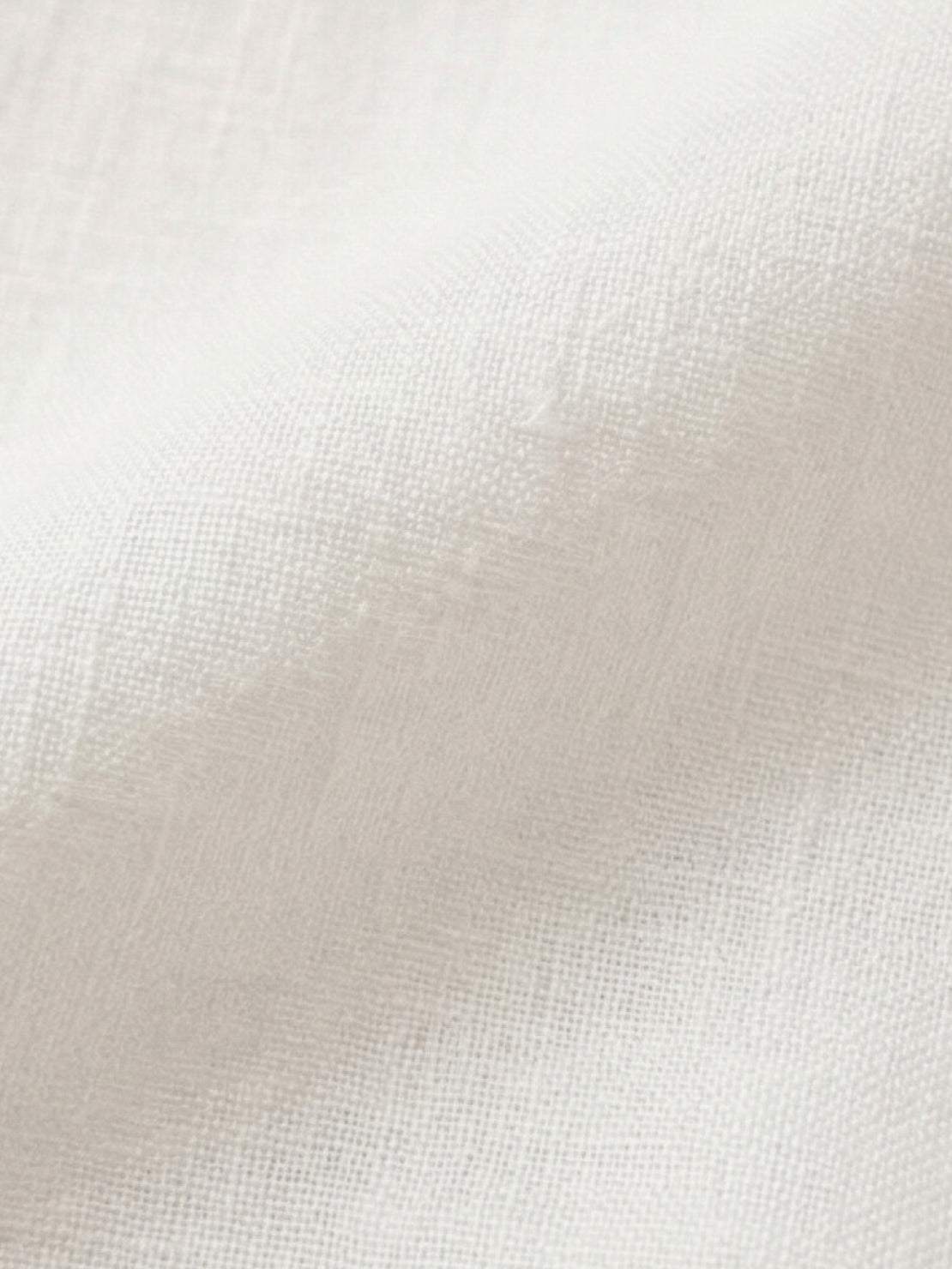 100% linen two-way button blouse with Peter Pan collar and cap sleeves