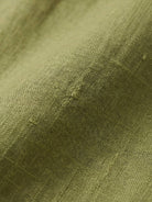 White 100% linen two-way button blouse with Peter Pan collar and cap sleeves