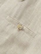 Linen-Lyocell zip bomber jacket with cropped boxy fit, ribbed waistband, and herringbone weave fabric