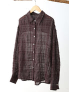 Lightweight 100% cotton sheer plaid shirt with oversized fit and mother-of-pearl buttons