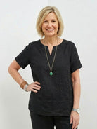 Women’s breezy cotton blend two-piece set with short sleeves and elastic waist pants for summer comfort and style