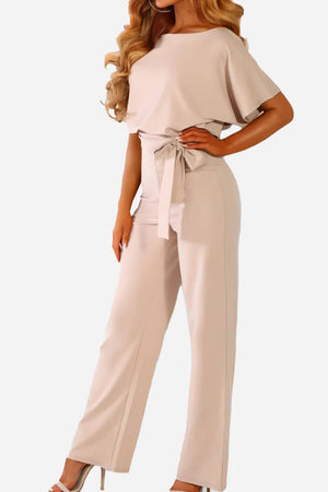 Chic Short-Sleeved Wide-Leg Jumpsuit